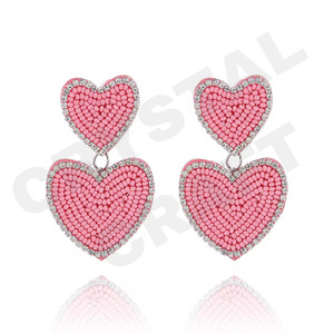 Boucles d'oreilles perlées chapeau de cowgirl rose pour femme couleur patriotique Orange blanc bleu pour mariage ou jour commémoratif - Product Image 2