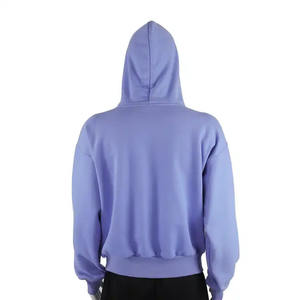 Sweat à capuche surdimensionné à épaules tombantes en couleur bleu foncé épais et lourd sans cordons pour hommes Pull personnalisé Streetwear Sweats à capuche pour hommes - Product Image 3