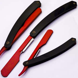 Rasoir droit à lame unique de style unique pour le visage, en acier inoxydable avec manche en plastique, fonction interchangeable pour les barbiers - Product Image 1