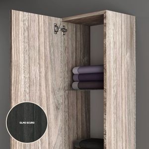 Alvin 162x34x35 cm olmo scuro mobile da bagno colonna reversibile con 1 porta e 3 ripiani in vetro confezione da 1 - Product Image 4