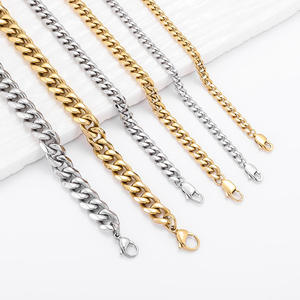 Collar de Cadena Cubana Gruesa Estilo Hip Hop, Cadena Pulida de Seis Lados, Collares de Acero Inoxidable Chapados en Oro para Hombres y Mujeres - Product Image 4