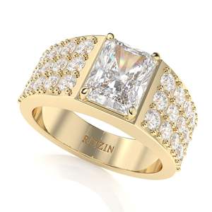 1,50 CT Radiant Cut Eco-Friendly Diamond Anillo de hombre con acentos Set - Product Image 1