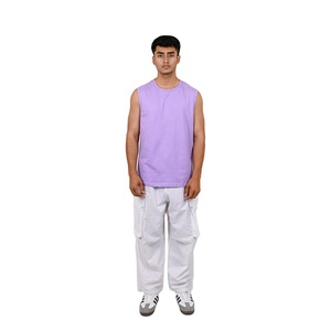 เสื้อกล้ามแขนกุดผ้าคอตตอนเนื้อนุ่มสำหรับผู้ชายเสื้อผ้าแนวสตรีทแคชชวลแบบเรียบง่ายสำหรับฤดูร้อนมีโลโก้ตามสั่ง - Product Image 3