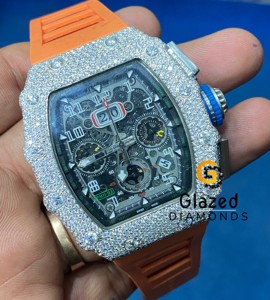 Llamativos accesorios de diamantes cultivados en laboratorio hechos con reloj de pulsera de acero inoxidable para uso regular joyería para hombres modernos - Product Image 1