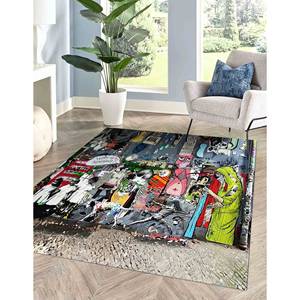 Tapis imprimé graffiti : Tapis moderne, coloré, lavable en machine, tapis doux non tissé - Product Image 1