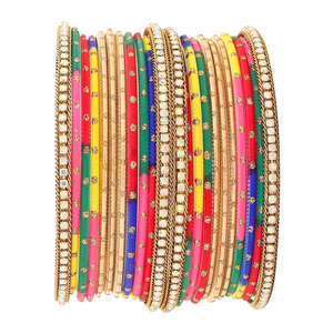 Haute qualité dames fantaisie multicolore verre Churiya bracelets ensemble nouveauté vêtements de mariage en ligne taux de gros - Product Image 3