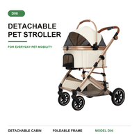 Poussette pliable et détachable pour animaux de compagnie (chiens et chats), chariot de voyage respirant à 4 roues avec roues en EVA
