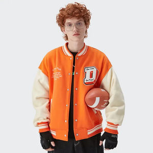 Street Style Varsity Veste Ras Du Cou Fermeture À Glissière Brodé Techniques D'hiver Toile Non-Tissé Tissu OEM Service Disponible - Product Image 4