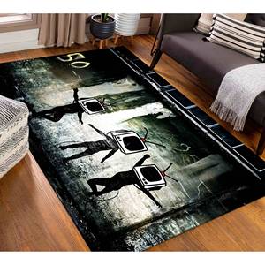 Alfombra Moderna con Diseño de Arte Callejero, Alfombra con Estampado de Cabeza de TV de Banksy, Alfombra Suave con Pelo Largo - Product Image 3