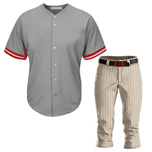 Ensemble d'uniformes de baseball à sublimation personnalisée Vente directe en usine Nom de l'équipe logo Vêtements de sport Uniforme de baseball pour hommes