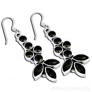 Boucles d'oreilles pendantes en argent 925 avec pierre précieuse verte, plaqué or, ornées de perles et de diamants, en or rose, pour mariages et fêtes - Product Image 3