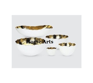 Cuenco para servir chocolates de nuevo diseño Cuenco para servir postres de color blanco y dorado de Calidad exclusiva a bajo precio - Product Image 1