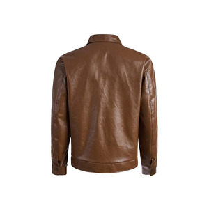 Men's Classic Simple Casual Winter Leather Jackets Breathable and Wind-Resistant Canvas with Front Logo - Product Image 2
