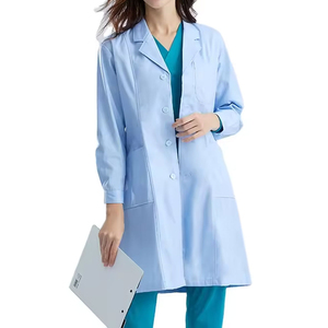 Blouse de laboratoire en tissu tissé blanc élégant pour femmes Coton Polyester Sciences médicales Médecin Infirmière Uniformes Hôpital Gommage Infirmière Outfit - Product Image 3