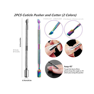 Pousse-cuticules et nettoyeur d'ongles réutilisable en acier inoxydable à double extrémité, outil de manucure, conception durable pour un usage professionnel - Product Image 6