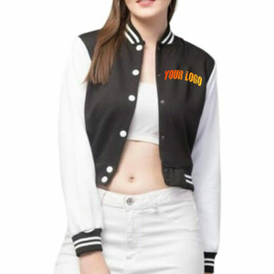 2025 personnalisé brodé Patch Vintage Letterman recadrée université veste Baseball respirant chaud hiver veste pour les femmes - Product Image 4