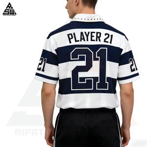 Maillots de football pour hommes adultes avec logo personnalisé, 100% polyester, col en V court, imprimé au laser, respirant, séchage rapide, service OEM - Product Image 2