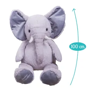 100 cm Riesengerät grau Elefantplüsch - weiches Tierspielzeug Kinderspielzeug - Jojo der Elefantplüsch große Größe in Frankreich hergestellt