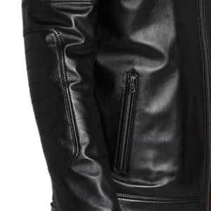 Chaqueta de Cuero de Oveja para Hombre de la Mejor Calidad, Personalizada, de Color Sólido, Corte Ajustado, Otoño Invierno, Impermeable, Resistente al Viento, Casual - Product Image 5