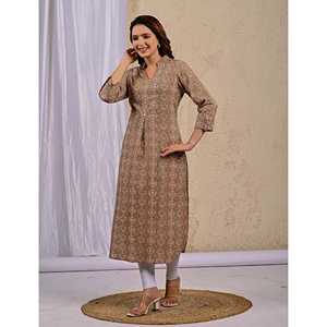 Peach Printed Straight <b>Kurti</b> Reyon Fabric Indian and Pakistani Style Wedding Party and Ethnic Wear Low Price-<b>Chikankari</b> - Product Image 4