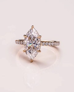 Anillo de compromiso de Plata de Ley 925 con corte Marquesa antiguo, estilo moderno de lujo con diamante cultivado en laboratorio, regalo de boda o fiesta - Product Image 1