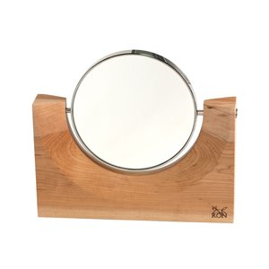 Espejo de Maquillaje Akis 0 con Marco de Madera, Espejo de Mesa de Doble Uso con Función de Zoom - Product Image 1