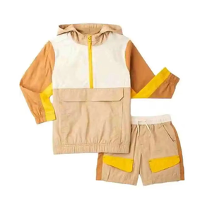 Streetwear Men's Casual Solid <b>Windbreaker</b> Shorts Jacket Two-Piece Tracksuit Set with Reflective Zip and 100% Nylon - Product Image 1