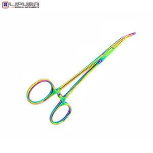 Kelly Hemostat Forceps 5,5 "Curved German Acero inoxidable Multi Color Rainbow Plasma Recubrimiento de titanio Instrumento quirúrgico - Product Image 2