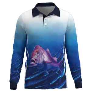 Chemises de pêche polo respirantes confortables à manches longues de qualité supérieure UPF50 Logo personnalisé sublimé Polyester Séchage rapide Chemise pour homme - Product Image 2