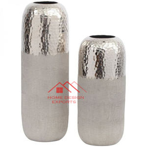 Jarrón de metal de aluminio martillado hecho a mano, jarrón moderno para mesa, jarrón de aluminio martillado hecho a mano - Product Image 2