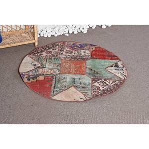 Alfombra de lana de retazos beige vintage, área grande, patrón rectangular de 3,4x3,3 pies para dormitorio o sala de estar para adolescentes - Product Image 2