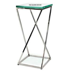 Mesa Auxiliar de Madera Maciza Hecha a Mano de Alta Calidad con Acabado Marrón y Forma Única con Tapa de Madera y Mármol, Adorno para el Hogar - Product Image 3