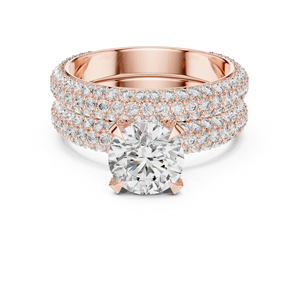 Bague solitaire en or rose 14 carats avec diamant rond pour femmes |    Collection de mariage |   Nouveau diamant cultivé - Product Image 1