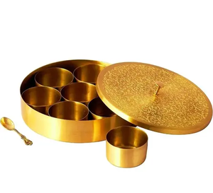 Boîtes à épices en laiton meilleure qualité accessoires de cuisine artisanat solide 7 compartiments cuillère dans une boîte boîte à épices - Product Image 1
