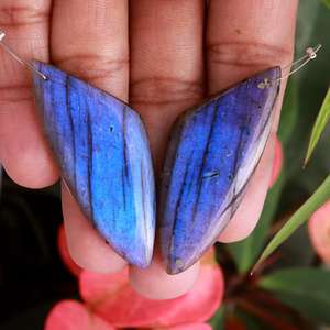 Piedras Preciosas de Labradorita Natural, Cambio de Color Azul, Cortes Ovalados/Marquesa/Pera, para Fabricación de Joyería, Aretes, Pares - Product Image 4