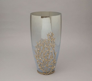 Apricity luxe fumé verre Vase feuille d'or embellissement aluminium fer acier inoxydable laiton moderne maison hôtel décor - Product Image 5