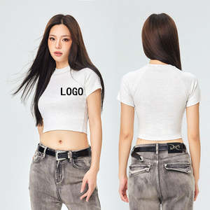 Venta al por mayor de ropa de mujer con logotipo personalizado blusas de franela transpirable camisetas cortas informales con patrón a cuadros OEM logotipo personalizable - Product Image 1