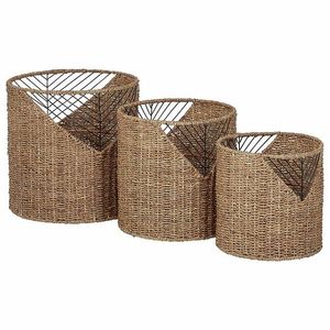 Nueva cesta de mimbre para decoración del hogar, sala de estar almacenamiento para, diseñador de lujo moderno con soporte de Metal negro - Product Image 4