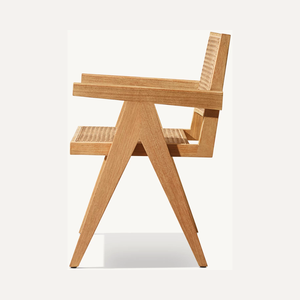 Silla de comedor moderna de teca sólida para exteriores, asiento trasero de ratán Natural, tela impermeable, sala de estar, jardín, hogar, Hotel, dormitorio, Parque - Product Image 6