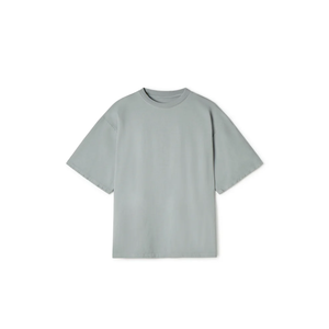 300 GSM 'Neutral Gray' Camiseta Tela pesada Cuello acanalado grueso Algodón orgánico peinado Liso Sin etiqueta - Product Image 1