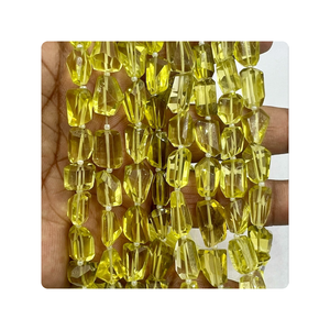 Pépites à facettes en quartz citron naturel perles de pierres précieuses en vrac de 8 pouces pour la fabrication de bijoux - Product Image 3