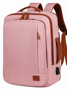 Genuine Leather Minimalist <b>Backpack</b> With Geometric Design And <b>Laptop</b> Compartment Unisex Softback 20-39Litre Capacity - Product Image 2