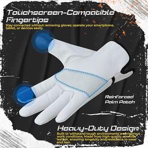 Guantes de trabajo de cuero para hombre-Guantes de trabajo de construcción y patio-Guantes de seguridad resistentes a pinchazos para paisajismo y uso al aire libre - Product Image 5