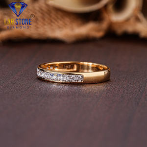 0,22 TDW banda de diamante redondo 18K oro amarillo anillo de compromiso Cvd/Hpht Joyería de diamantes - Product Image 2