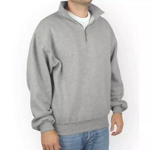 <b>Mens</b> Casual <b>Grey</b> Fleece Half Zip Pullover <b>Sweatshirt</b> Loose Fit Stand Collar Long Sleeve Top - Product Image 6