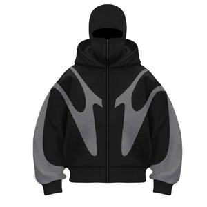 Vente en gros 500 GSM cagoule surdimensionnée à capuche pour hommes confortable vintage fermeture éclair complète avec sérigraphie personnalisée sweats pour hommes - Product Image 5