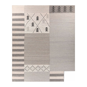 Reversible Bedouin Blue Flat Weaves Wool & Viscose <b>Rugs</b> Patchwork Design for Home Use-Adwv-13061 - Product Image 1