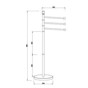 Lampe de sol en acier chromé avec 3 porte-serviettes, accessoires de salle de bain et de toilettes - Product Image 4