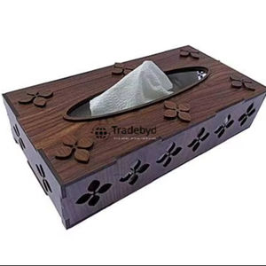 Caja de Pañuelos de Madera Tallada con Patrón Floral, Portapañuelos de Primera Calidad para el Hogar y el Trabajo, Tradebyd - Product Image 1