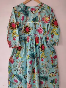 Nouvelle Collection Robe de Style Doux pour Femmes Bloc de Main Imprimé pour Mariage et Fête Porter Taille Naturelle - Product Image 4